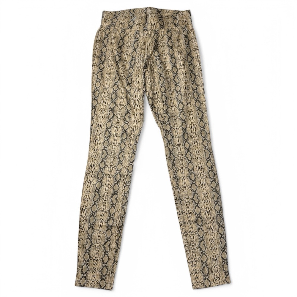 Hue Vegan Leather Leggings Womens S Small Beige Black Snake Print Poly Blend